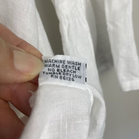 Brynn Walker Linen Top Womens XXS White Ruffle Sleeve Oversized Lagenlook Hi Low - Picture 10 of 10